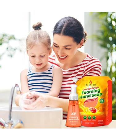 Bastion Antibacterial Foaming Hand Soap - Orange Ginger 32oz Refill Pouch - Buy Online on GoSupps.com