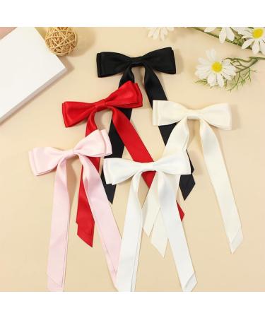 Chic Bow Hair Clips for Women and Girl Set of 2 Big Bowknot Hairpins with Satin Ribbons - French Hair Barrettes in Elegant Colors - Buy Online on GoSupps.com