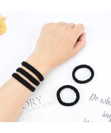 100 Pcs Black Seamless Cotton Hair Ties - Elastic Ponytail Holders & Soft Hair Bobbles for Women Girls & Children - Perfect Hair Accessories - Buy Online on GoSupps.com
