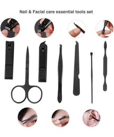 aRK Manicure set Nail Clippers Professional Fingernail & Toenail grooming Kit Tweezers Eyebrow Scissors for mens and women Travel size 7Pcs Nail Care Tools with Black Case - Buy Online on GoSupps.com