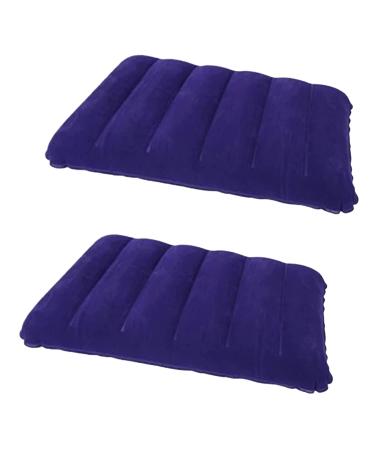 Dogxiong 2 Pack Purple Ultralight Inflatable Camping Pillow Squared Flocked Fabric Air Pillow for Beach Hiking Camping Traveling Napping Desk Rest Neck Lumbar Support