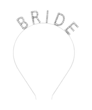Rhinestone Bride Headband  Wedding Bride Headband  Gold Rhinestone Bride Headband  Bride Crown Headband  Wedding Party Headbands for Women Girls(Silver)