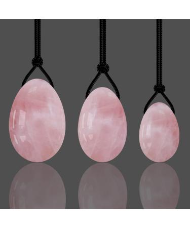 Yoni-Ei Set - Rose Quartz Yoni Eggs Vaginal Lift & Bowling Exercise Egg | Natural Pink Crystal Magic Wand & Silicone Set for Wellness - Buy Online on GoSupps.com