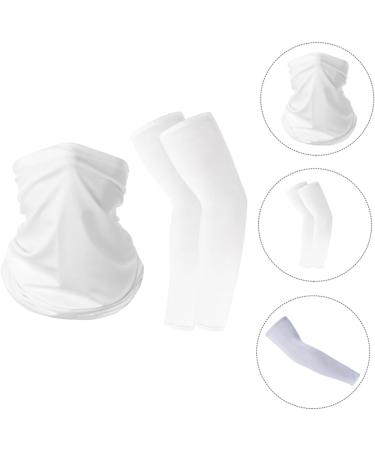 Gleavi Chiffon Hijab Set with Sleeve Banda - Sporty Yoga Lift Veil & Cooling Arm Sleeves | 45x24cm White - Buy Online on GoSupps.com