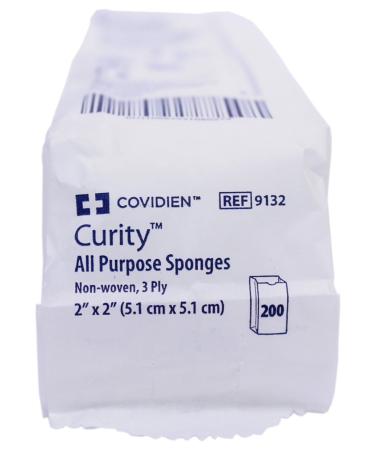 Covidien 9132 Curity All Purpose Sponges Non-Woven 3-Ply 2" x 2" Size (Pack of 200)