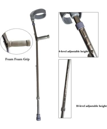 Adult Crutches Height Adjustable Aluminum Canes with Swivel Closure Cuff Folding Walking Sticks - Buy Online on GoSupps.com