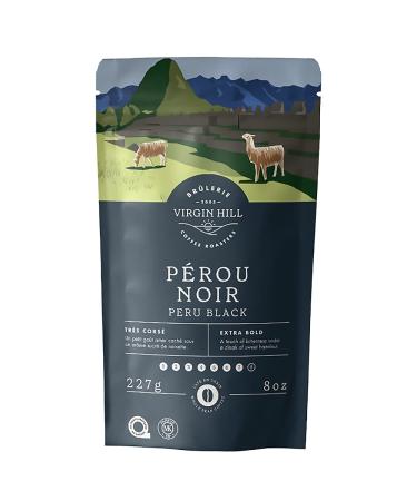 Virgin Hill Coffee - Peru Black - Bold Intensity & Dark Roast - Half Pound of High-Grade Coffee Beans - 8oz / 227 grams Whole Beans 8 oz. / 227 grams