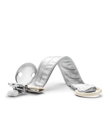 Elodie Details Pacifier Chain 2 Pack - Fabric & Stainless Steel Clip for Baby Boys & Girls - Universal Silicone Ring - Tender Blue Bunny/Stone Silver - Buy Online on GoSupps.com