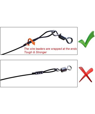 Stainless Steel Fishing Wire Leader Line 100-120Lb Heavy Duty with Rolling Swivels and Snap Connect - 25-30 PCS | Black - Buy Online on GoSupps.com