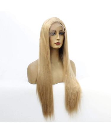 18 Silky Long Straight Lace Front Wig - Natural Gold Heat Resistant Synthetic Hair for Ladies | Perfect for Daily Wear & Halloween Parties - Buy Online on GoSupps.com