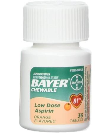 Bayer Chewable Aspirin Orange 81mg 36 Tablets (Pack of 4)
