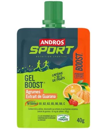 Andros Sport | Gel Boost (30x40g) | Energy gels | Rich in fruits and carbohydrates - Citrus Guarana - Buy Online on GoSupps.com
