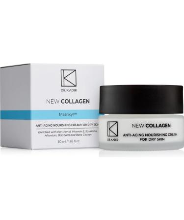 Dr. Kadir New Collagen Nourishing Cream for Dry Skin Anti-Aging Moisturizer with Matrixyl Beta Glucan Panthenol Squalane & Vitamin E Rejuvenates Firms & Restores Radiance 1.7 fl oz