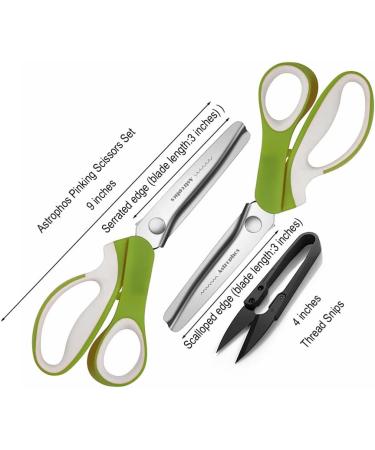 Astrophos Pinking Shears Set (2 PCS) - Serrated & Scalloped Zig-zag Scissors for Fabric, Leather & Paper - AP-002-B Green - Buy Online on GoSupps.com