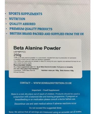 Beta Alanine Pure Powder USP Grade - 250g | High-Quality Performance Supplement for Endurance & Muscle Strength | Fast International Shipping - Buy Online on GoSupps.com