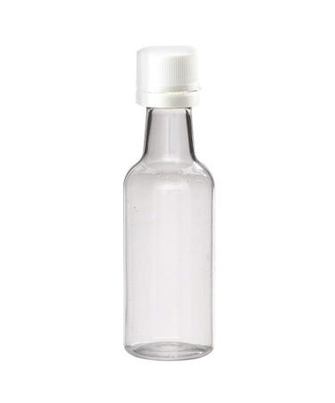 Mini ROUND Plastic Alcohol 50ml Liquor Bottle Shots + WHITE Caps (12)