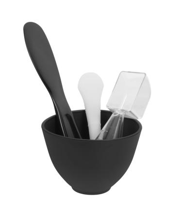 Healeved 1 Set Silicone Mixing Bowls White Facial Mask Bowl Mask Mixing Bowl Diy Mask Bowl With Applicator Measuring Spoon Black