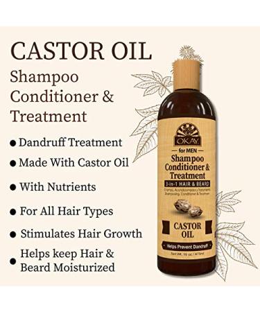 Men's 3-in-1 Castor Oil Shampoo, Conditioner & Treatment | Prevents Dandruff, Stimulates Hair Growth | For All Hair Types | Sulfate, Silicone & Paraben Free | 16 oz - Buy Online on GoSupps.com