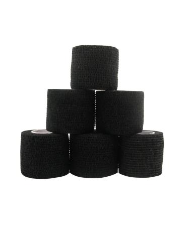 Delyeho Self Adhesive Cohesive Bandage Wrap Black 6 Count 2 x 5 Yards  First Aid Elastic Vet Wrap  Self Sticking Bandage Wrap  Medical & Sports Wrap Self-adhering for Wound Care Black 6 Count (Pack of 1) - Buy Online on GoSupps.com
