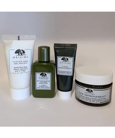 Origins Travel Set: Cleansing Face Wash Mega Mushroom Toner Clear Improvement Mask & Moisturizer - Perfect for International Shipping - Buy Online on GoSupps.com