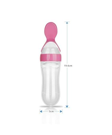 Squeeze Bottle Spoon Baby Feeding Set - 90ml Pink | Silicone Dispensing Feeder for Infant, Newborn & Toddler - Buy Online on GoSupps.com