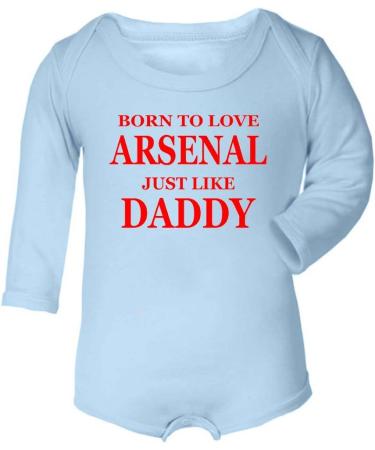 Born To Love Arsenal Baby Bodysuit | 100% Fine Combed Cotton | UK Designed | 3-6 Months Blue - Buy Online on GoSupps.com