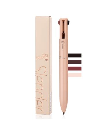 EONFAVE 4-in-1 Makeup Pen: Eyeliner + Eyebrow Pencil + Lip Pencil and Highlighter - Waterproof and Long-Lasting - Multifunctional for the Face
