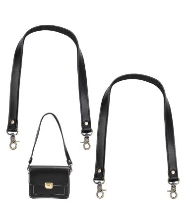 PH PandaHall 2pcs 22 Inch Black Leather Replacement Handles Purses Straps Handbags Shoulder Bag Strap with Antique Bronze Swivel Lobster Buckles Length 22 Inches Black-2 Pcs