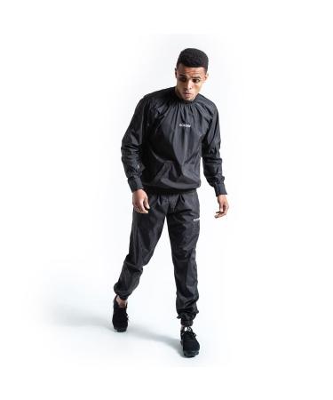 BOXRAW Hagler Professional Sauna Suit 1.0 Top & Bottoms Non Rip Weight Loss Sweat Suit Boxing MMA Training Gym X-Large Black