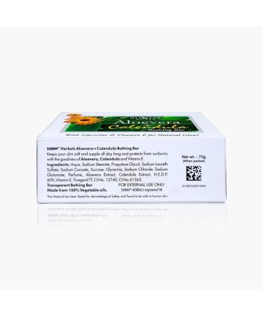 (Pack of 3) Bakson Sunny Herbals Aloevera + Calendula Bathing Bar (75gm Each) - Healing and Soothing Skin Care by Venus.Exports - Buy Online on GoSupps.com