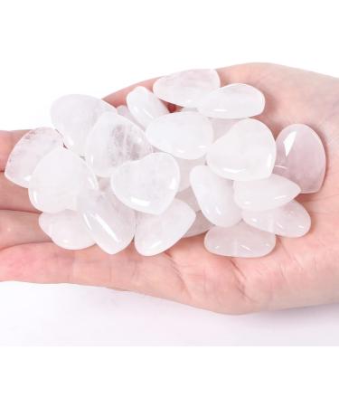 XIANNVXI 15 Pcs Clear Quartz Crystal Heart Stones Set for Reiki Healing - Natural Gemstones Love Puff Palm Pocket Heart Crystals - White - Buy Online on GoSupps.com