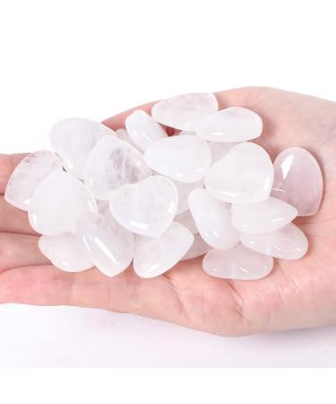 XIANNVXI 20 Pcs Clear Quartz Crystal Heart Stones Natural Clear Quartz Healing Gemstones Reiki Crystal Gifts for Meditation Energy Balancing