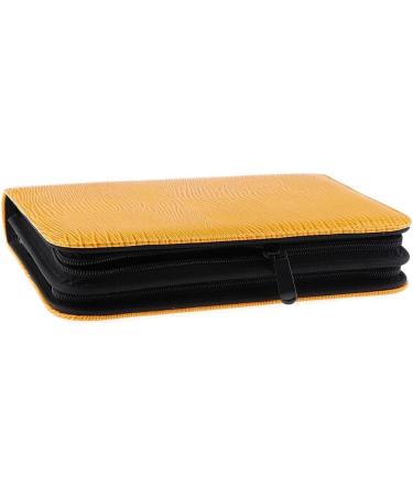 Leather Scissors Salon Hair Barber Shear Hairdressing Holder Pouch Case Bag Simple Classical Style Double Layered Design - Yellow 26 x 17cm - Buy Online on GoSupps.com