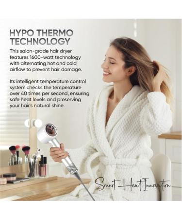 Buy Negative Ionic Blow Dryer with Diffuser - 1600W Fast Drying Low Noise 4 Nozzle Attachments | International Shipping Available - Buy Online on GoSupps.com