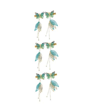 MAGICLULU 3 Pairs Tulle Butterfly Hair Clip Retro Barrette for Retro Tassel Hairpins Hair Clip for Women Hair Clip with Tassel Classic Tassel Barrette Decorative Tassel Headdress