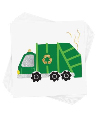 GARBAGE TRUCK set of 10 premium waterproof metallic temporary kids Flash Tattoos | Waterproof tattoo | Construction Party favor  Boys tattoo  kids temporary tattoo  big machine party  boys party favor