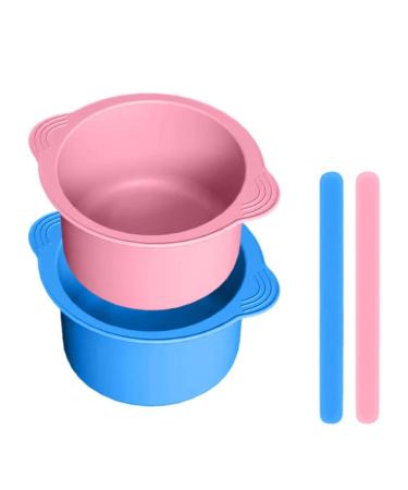 YXRRRving silicone-pot wax heating feed silicone wax bowl for wax warmer non-stick-coated replacement-loan L-pot reusable melting wax pink/blue bowl + stirring stick