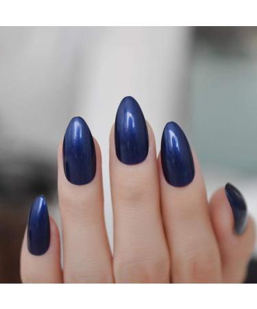 Hujl Almond High Heels Artificial Nails 24pcs Full Cover Fake Nail Art in Naked Pink Blue Orange | 10 Sizes Acrylic Pressed Tips - Buy Online on GoSupps.com