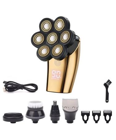 Electric Razor for Men 5 in 1 Men's Rechargeable Bald Head Electric Shaver 7 Floating Heads Beard Nose Ear Hair Trimmer Razor Clipper Facial Brush