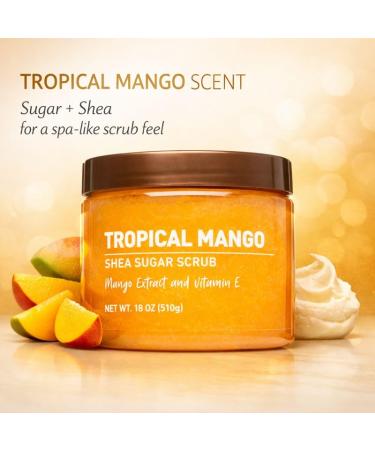 Mango Scent Body Scrub with Sugar and Shea Textured Exfoliating Body Care Cream for Routine Skin Use Wide Jar Format 18 oz - Buy Online on GoSupps.com