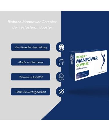 BIOBENE MANPOWER COMPLEX - Powerful Testosterone Booster with Zinc Selenium & Tribulus Terrestris - 30 Capsules - Premium Nutritional Supplement for Enhanced Performance - Buy Online on GoSupps.com