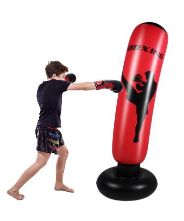 Punching Bag for Kids, Free Standing Boxing Bag for Bounce Back Heavy Punching Bag for Practicing Karate, Taekwondo, De-Stress Boxing Bag for Kids aldult-red