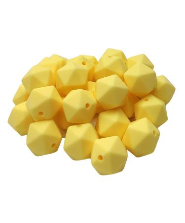 50pcs Custard Yellow Color 17mm Silicone Icosahedron Beads Silicone Pearl Beads Silicone Geometry Polygon Beads Mom Jewelry Necklace Making