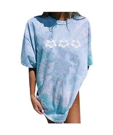 Womens Vintage Oversized T Shirts Teen Girls Casual Short Sleeve Tops Moon and Sun Print Christian Faith Blouse X-Large Light Blue-3