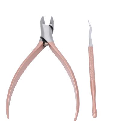 Verdant Touch Toenail Lifter Stainless Steel Toenail Nippers and Lifter Set Professional Ingrown Nail Pedicure Tools Rose Gold for Precision Nail Care