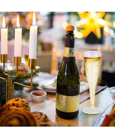QIANQUEYUE 50-Pack Disposable Gold Glitter Plastic Champagne Flutes - 4.5oz | Ideal for Parties, Weddings & Showers - Buy Online on GoSupps.com