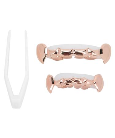 Verdant touch hip hop teeth decoration hip hop false teeth set reusable unusable copper halloween festival teeth decoration braces rose gold