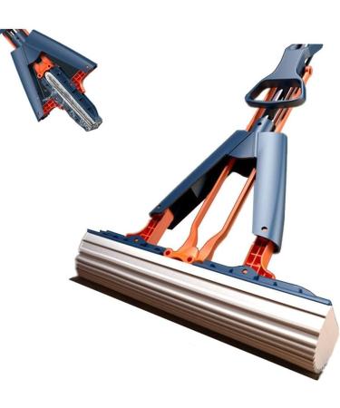 Mop Squeeze Foldable Cotton HeadReplace Household Cleaning Mopping Telescopic Handle Free Hand Washing (Blue 28cm Blue mop) to Pursue Happiness - Buy Online on GoSupps.com