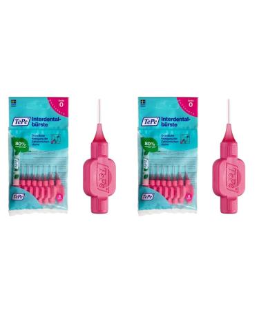 Tepe interdental brush pink ISO size 0 (0.4 mm) / for easy and thorough cleaning of the interdental spaces / 1 x 8 interdental brushes (pack with 2)