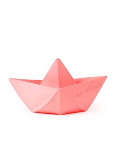 Oli & Carol  Origami Boat  Pink Natural Rubber Float  Enhance Imaginative Play